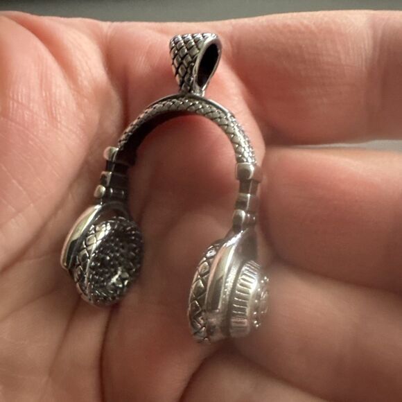 Headphones D.J. Stainless Steel Pendant 24 Inch Chain Necklace Men’s Vintage - Picture 4 of 7